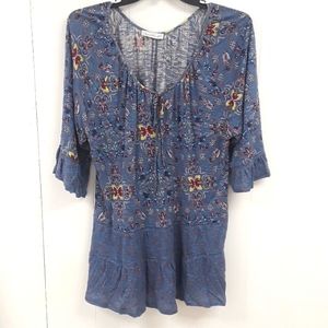 Kenen hont blue flower blouse size 1X